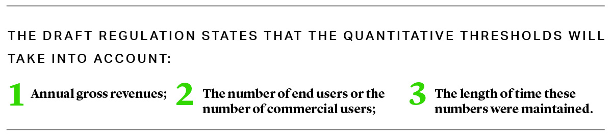 The draft regulation states that the quantative thresholds will take that into account